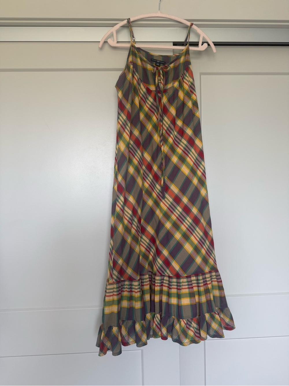 GAP Plaid Maxi Skirt with Ruffle Hem in Multicolor